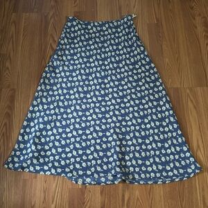 Hype Vintage Navy Cream Floral Maxi Skirt Cottage core Fairy Bohemian‎ Retro